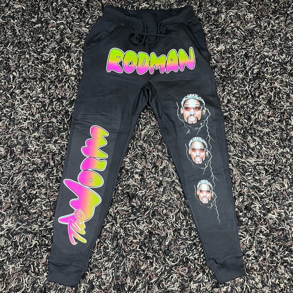 Dennis Rodman The Worm Sweatpants Black Men’s Sz‎ S New
